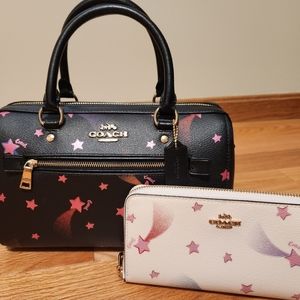 Coach star print rowan satchel and wallet
